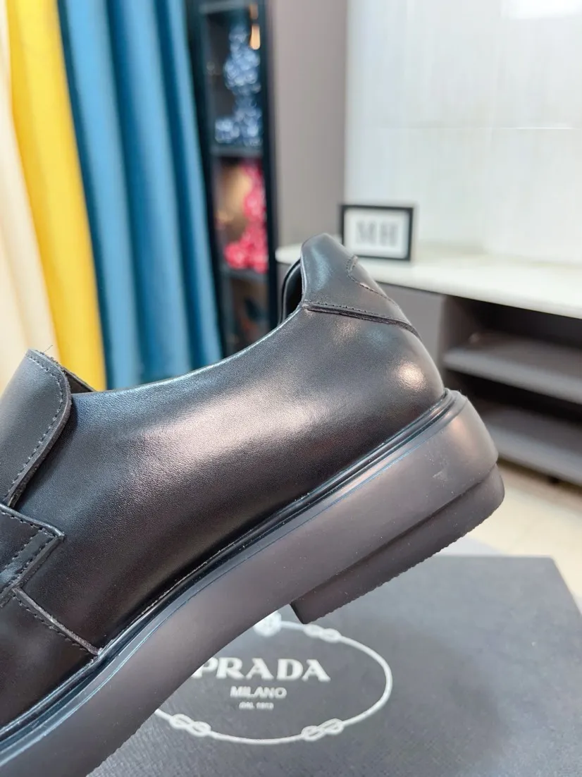 Men's shoes 💰540🌹🌹【PRADA Leather Shoes】Top purchasing agency Original imported Italian custom-made open-edge beaded cowhide leather surface, fully imported water-dyed breathable cowhide lining, original factory special molded sole super comfortable, size: 38-44